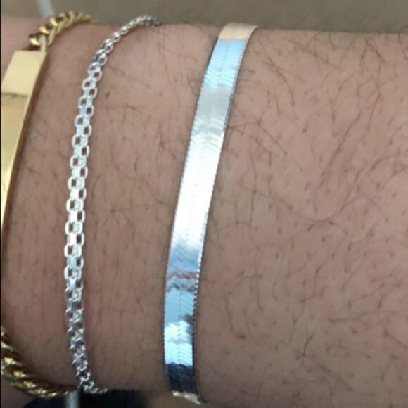 SterlingĀ SilverāSnakeāHerringboneāChaināBracelet - Picture 6 of 11